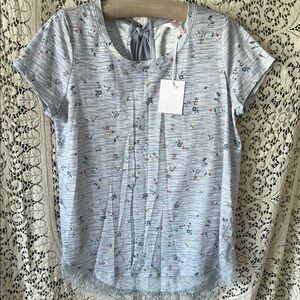 NWT LC Lauren Conrad Short Sleeve Top with Lace and Ribbon Detail